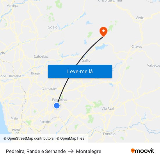 Pedreira, Rande e Sernande to Montalegre map