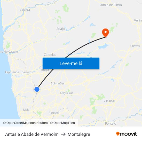 Antas e Abade de Vermoim to Montalegre map