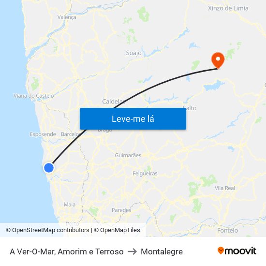 A Ver-O-Mar, Amorim e Terroso to Montalegre map