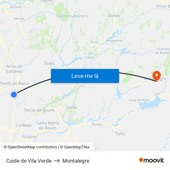 Cuide de Vila Verde to Montalegre map