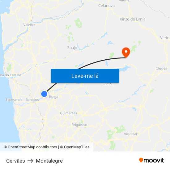 Cervães to Montalegre map