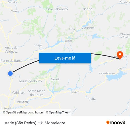 Vade (São Pedro) to Montalegre map