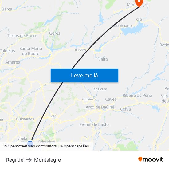 Regilde to Montalegre map