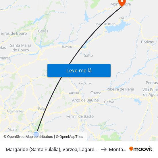 Margaride (Santa Eulália), Várzea, Lagares, Varziela e Moure to Montalegre map