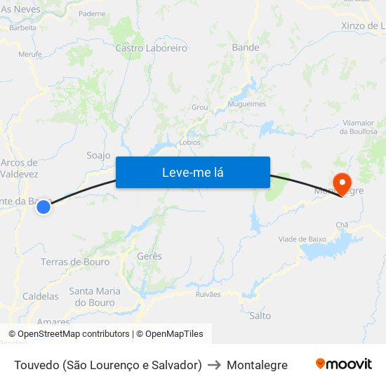 Touvedo (São Lourenço e Salvador) to Montalegre map