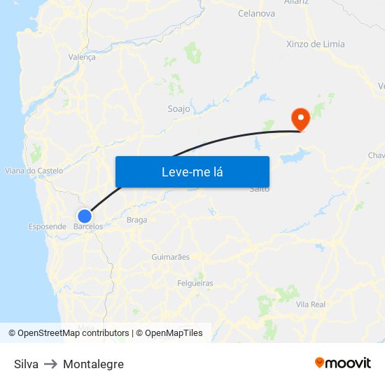 Silva to Montalegre map