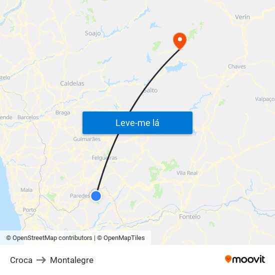 Croca to Montalegre map