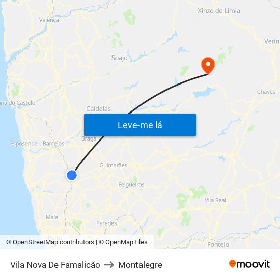 Vila Nova De Famalicão to Montalegre map