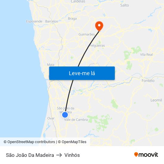São João Da Madeira to Vinhós map