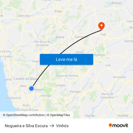 Nogueira e Silva Escura to Vinhós map