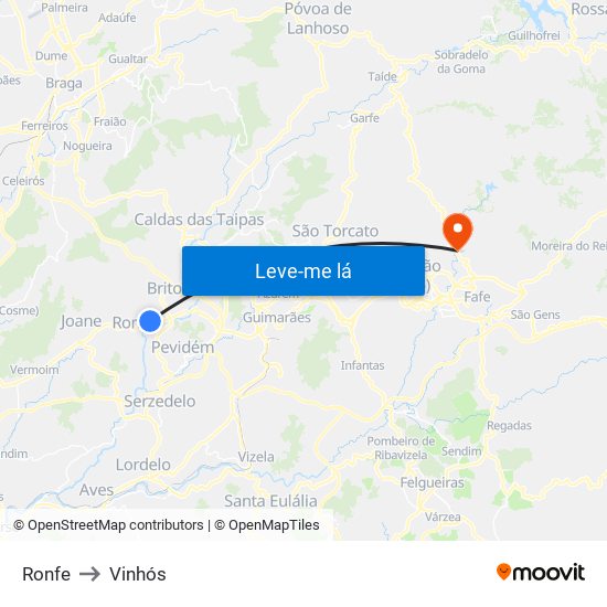 Ronfe to Vinhós map