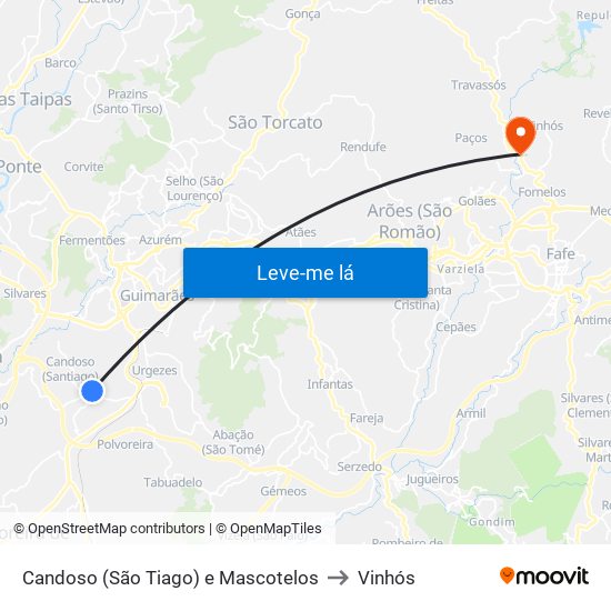 Candoso (São Tiago) e Mascotelos to Vinhós map