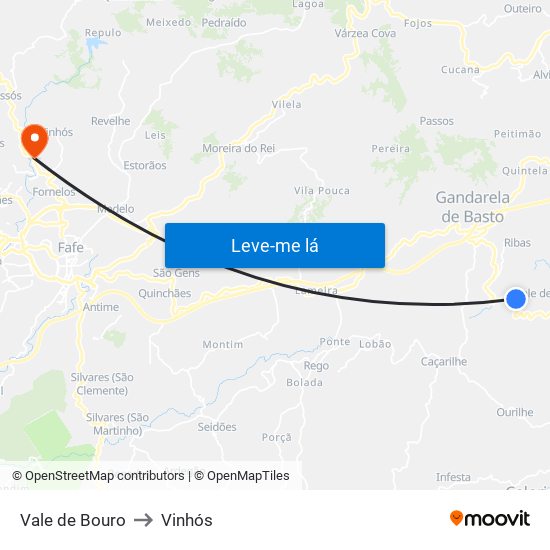 Vale de Bouro to Vinhós map