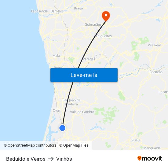 Beduído e Veiros to Vinhós map