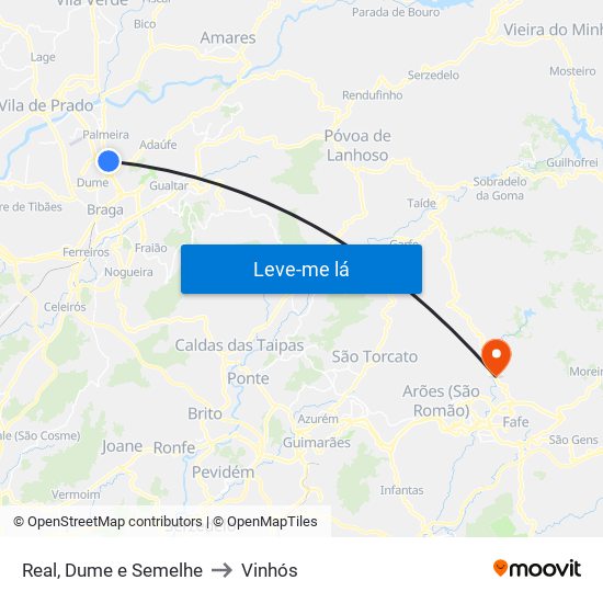 Real, Dume e Semelhe to Vinhós map