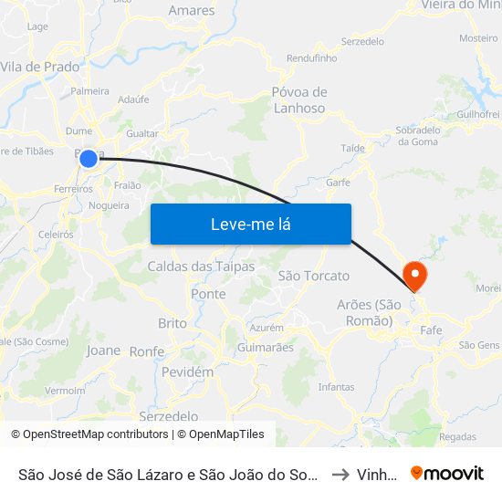 São José de São Lázaro e São João do Souto to Vinhós map