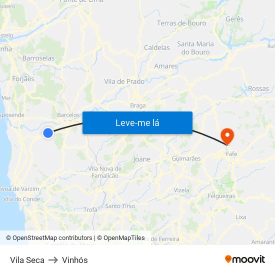 Vila Seca to Vinhós map