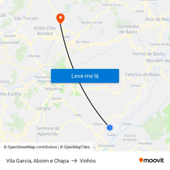 Vila Garcia, Aboim e Chapa to Vinhós map