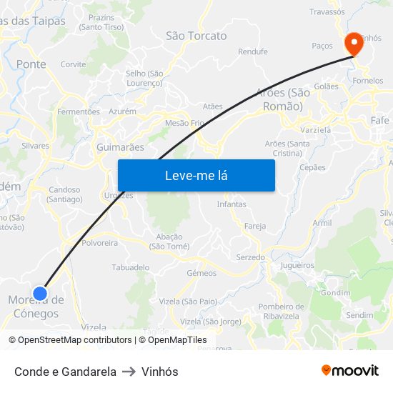 Conde e Gandarela to Vinhós map