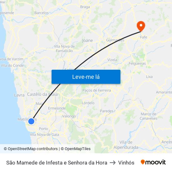 São Mamede de Infesta e Senhora da Hora to Vinhós map