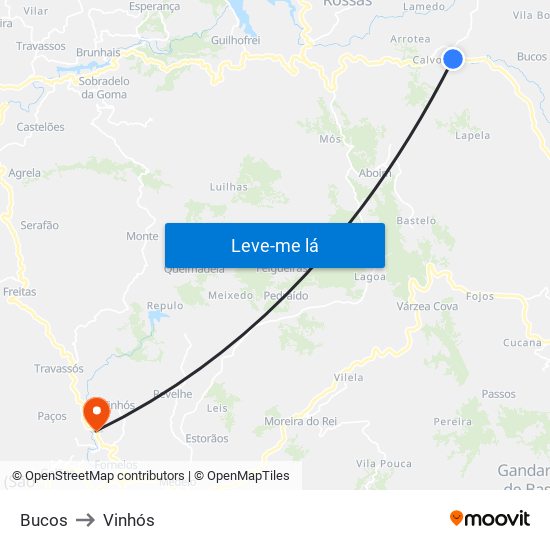 Bucos to Vinhós map