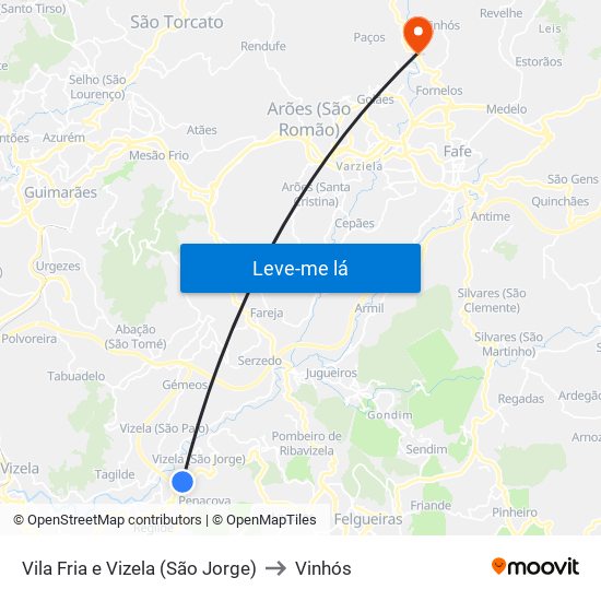 Vila Fria e Vizela (São Jorge) to Vinhós map