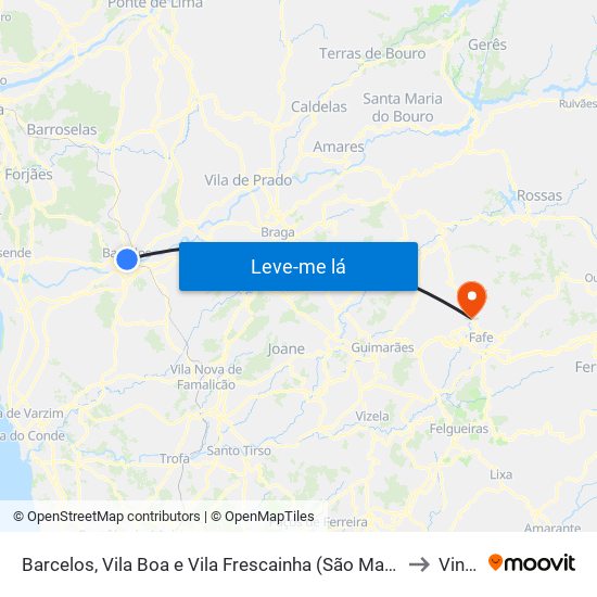 Barcelos, Vila Boa e Vila Frescainha (São Martinho e São Pedro) to Vinhós map