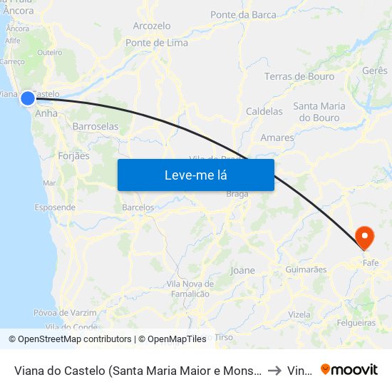 Viana do Castelo (Santa Maria Maior e Monserrate) e Meadela to Vinhós map