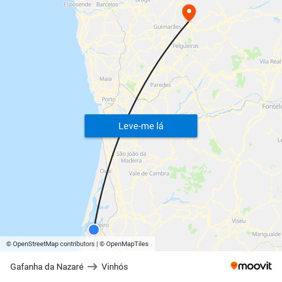 Gafanha da Nazaré to Vinhós map