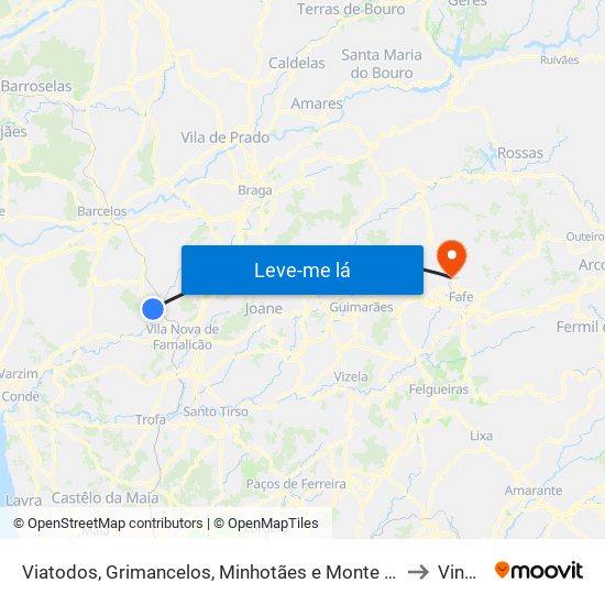 Viatodos, Grimancelos, Minhotães e Monte de Fralães to Vinhós map