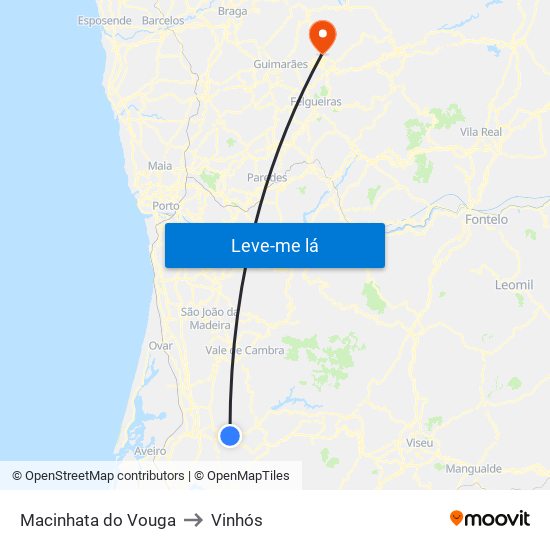 Macinhata do Vouga to Vinhós map