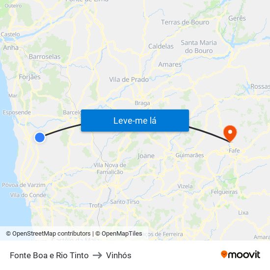 Fonte Boa e Rio Tinto to Vinhós map