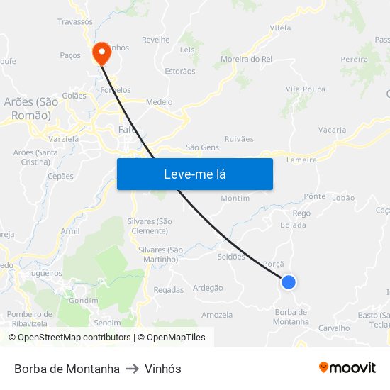 Borba de Montanha to Vinhós map