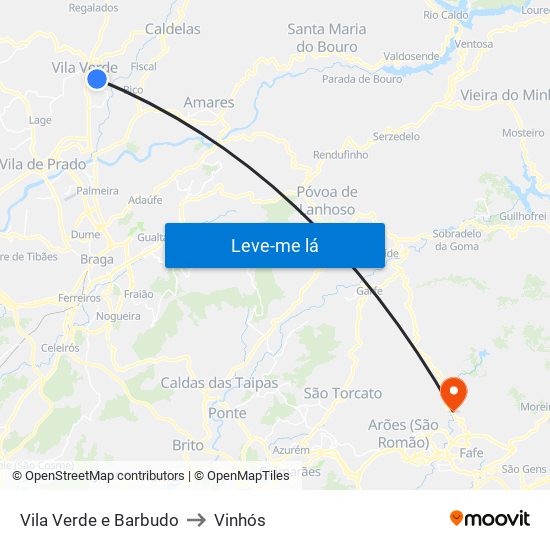 Vila Verde e Barbudo to Vinhós map
