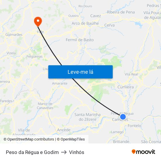 Peso da Régua e Godim to Vinhós map