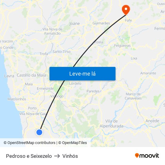 Pedroso e Seixezelo to Vinhós map