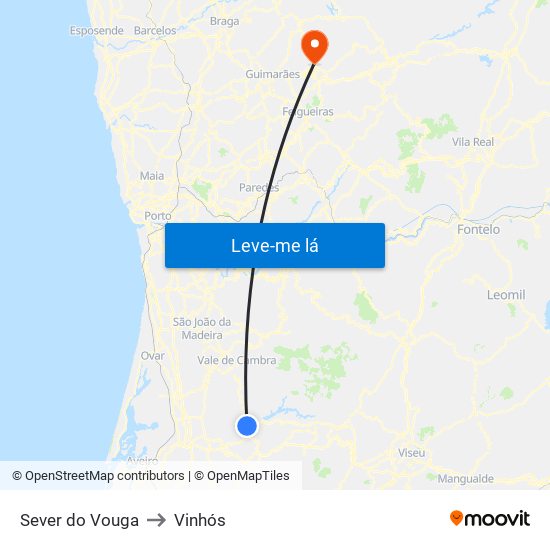 Sever do Vouga to Vinhós map