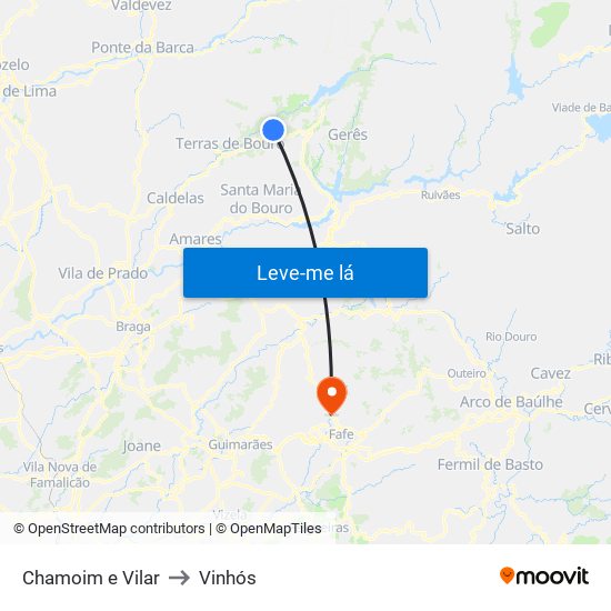 Chamoim e Vilar to Vinhós map