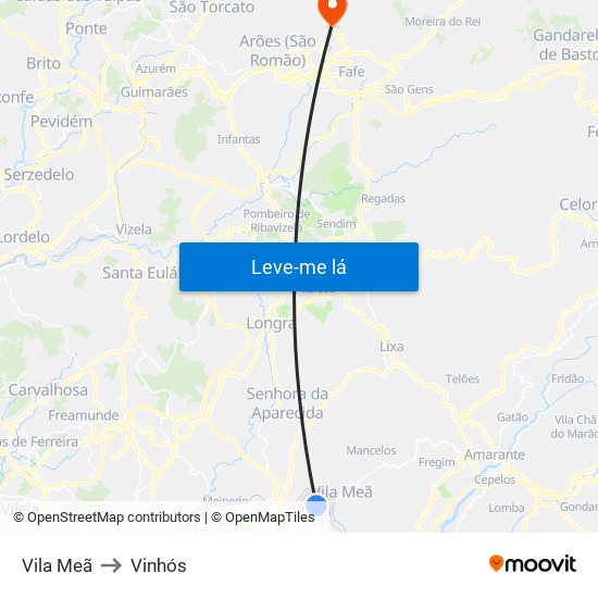 Vila Meã to Vinhós map