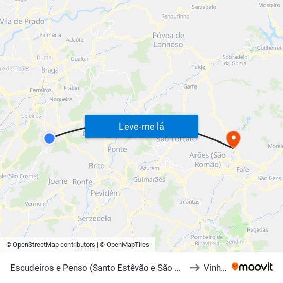 Escudeiros e Penso (Santo Estêvão e São Vicente) to Vinhós map