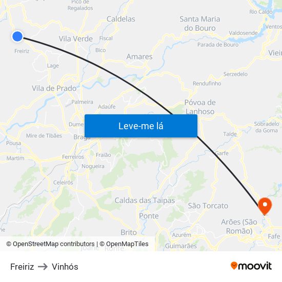 Freiriz to Vinhós map