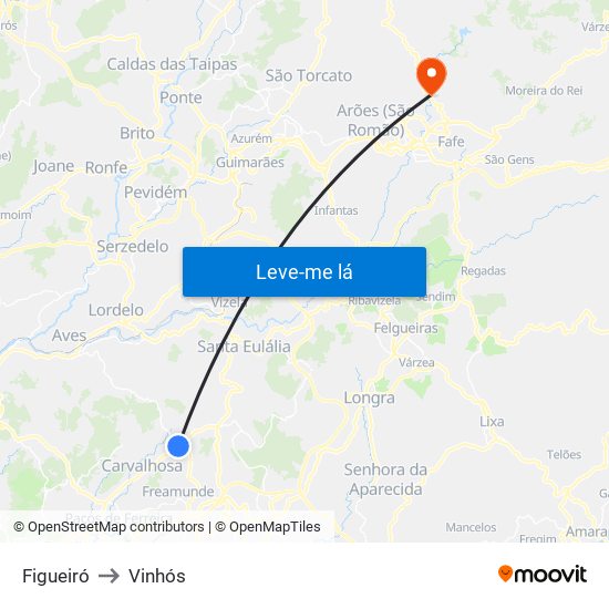Figueiró to Vinhós map