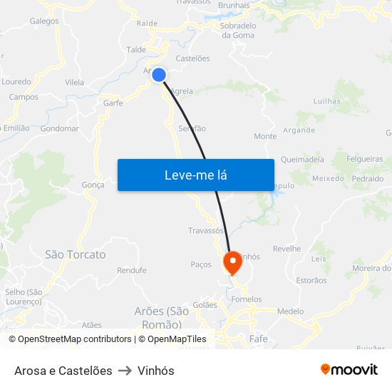 Arosa e Castelões to Vinhós map