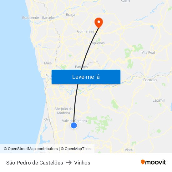 São Pedro de Castelões to Vinhós map