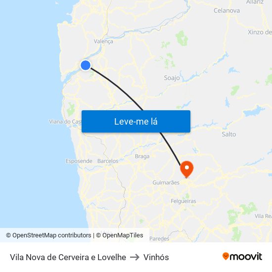 Vila Nova de Cerveira e Lovelhe to Vinhós map