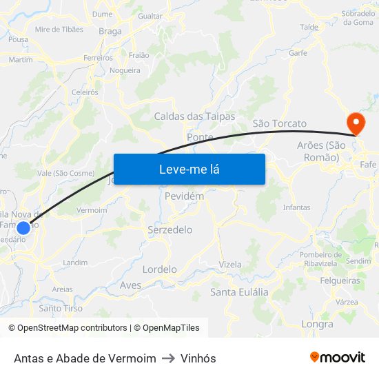 Antas e Abade de Vermoim to Vinhós map