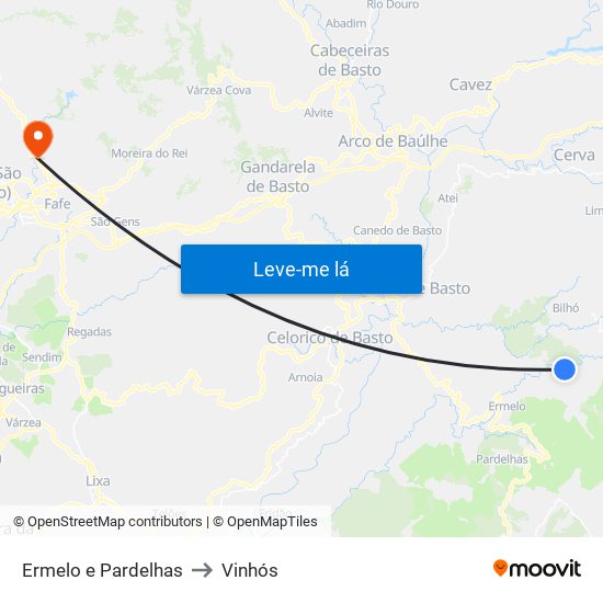 Ermelo e Pardelhas to Vinhós map