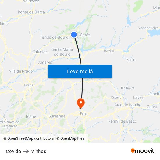 Covide to Vinhós map