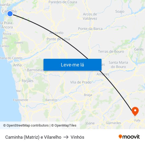 Caminha (Matriz) e Vilarelho to Vinhós map