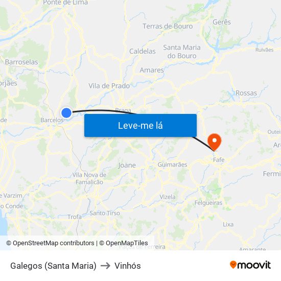 Galegos (Santa Maria) to Vinhós map